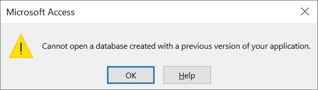 Cannot open the database created with a previous version of your application
